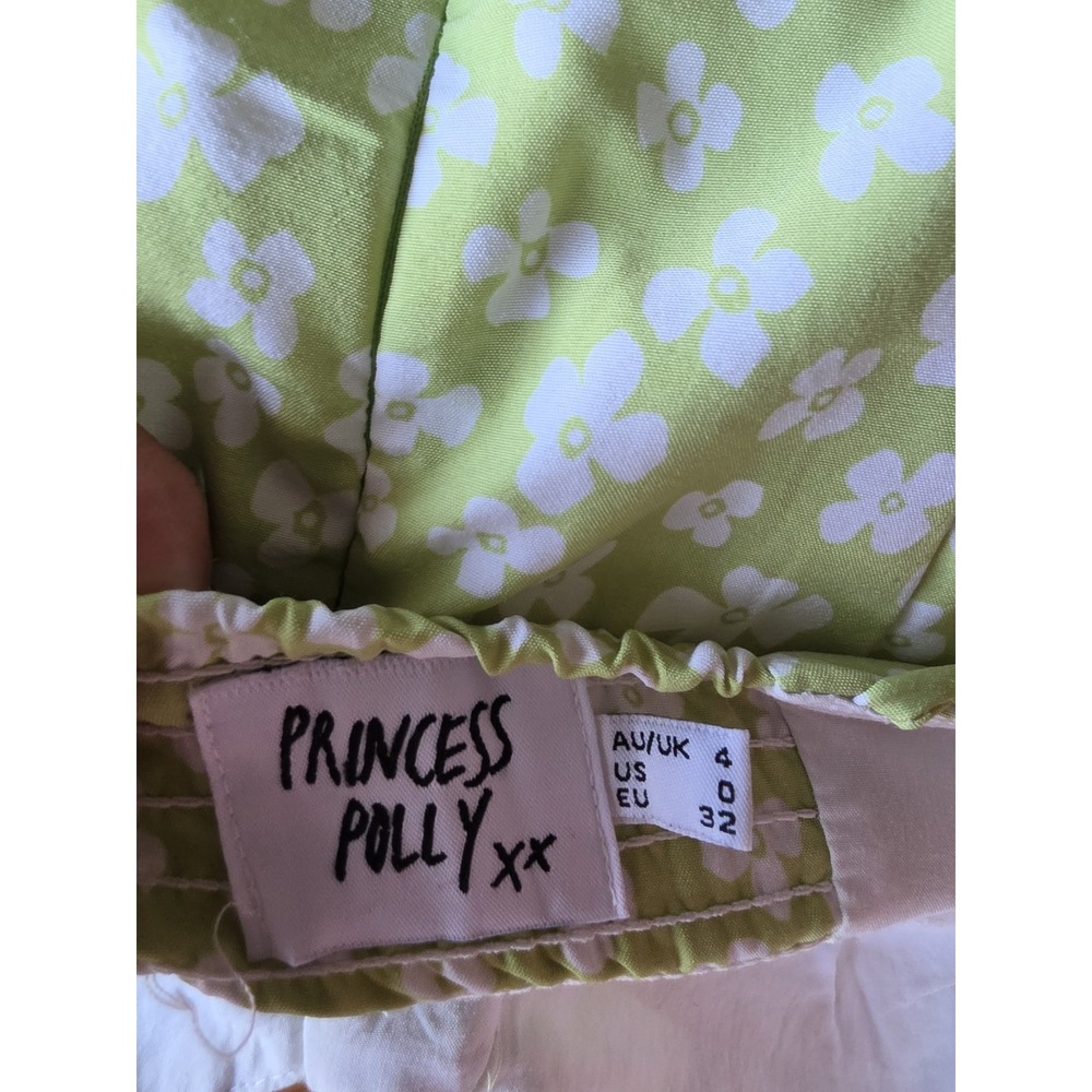 Princess Polly Floral Mini Dress Size 0 Sleeveless Sweetheart Green White - Picture 3 of 6